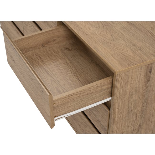 Herschel 9 Drawer Chest 1.5m - Natural - 10 - Wooden drawer with clean lines, minimalist design, natural wood grain, light