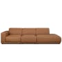 Milan 4 Seater Corner Extended Sofa - Caramel Tan (Faux Leather) - 10