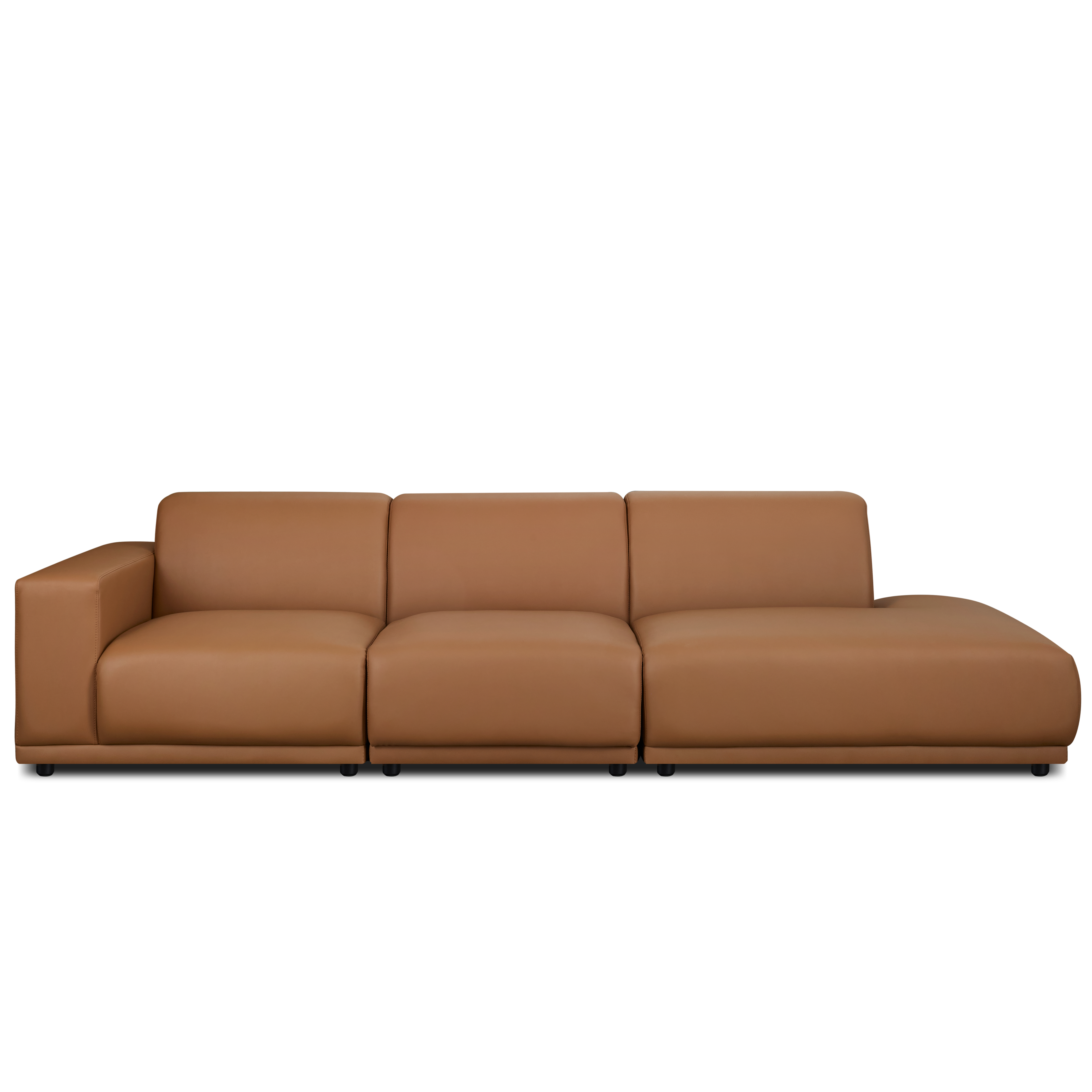 Milan 4 Seater Extended Sofa - Caramel Tan (Faux Leather)