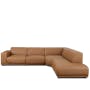 Milan 4 Seater Sofa with Ottoman - Caramel Tan (Faux Leather) - 8