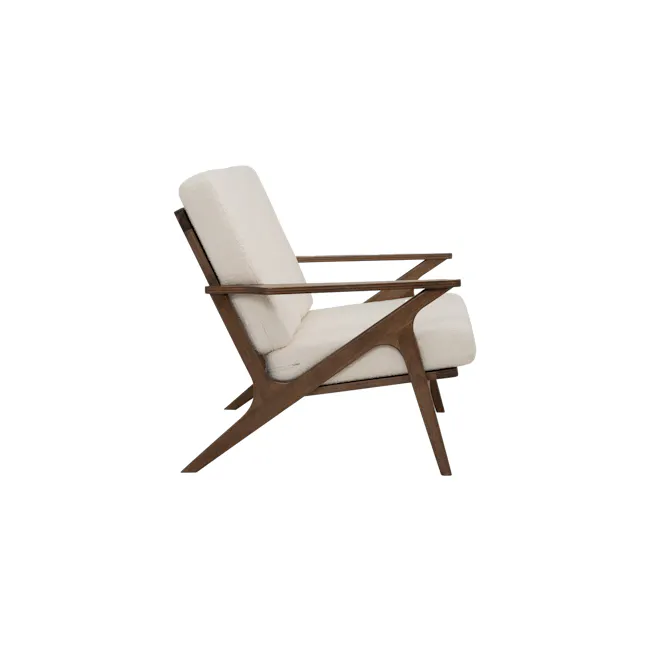 Aston 2 Seater Sofa with Aston Armchair - White Cream - 3 - Modern minimalist chair, white cushion, wooden frame
