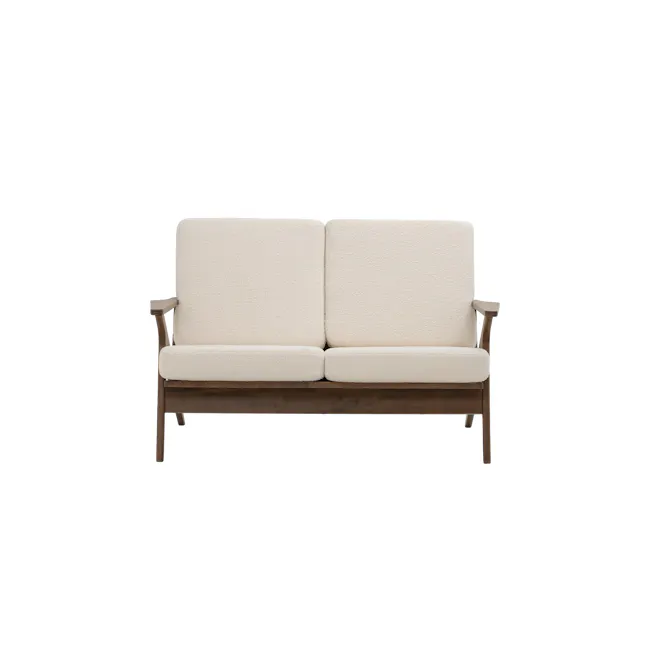 Aston 3 Seater Sofa with Aston 2 Seater Sofa - White Cream - 16 - Cream upholstered armchair, wooden frame, minimalist