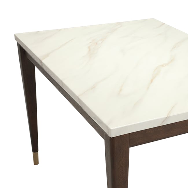 Persis Marble Square Dining Table 0.8m - White, Walnut - 5