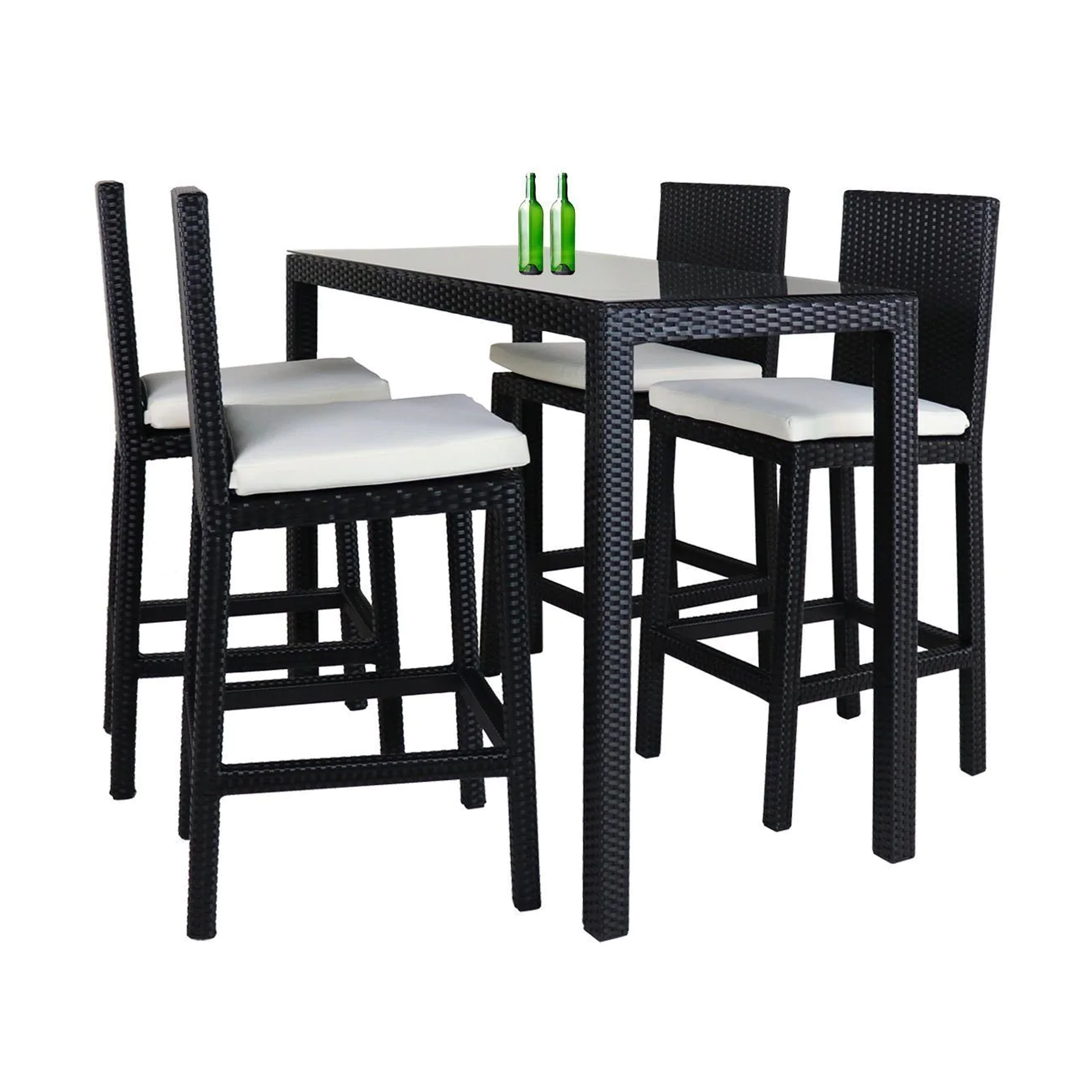 Midas 4 Chair Long Bar Set - White Cushion - Image 1