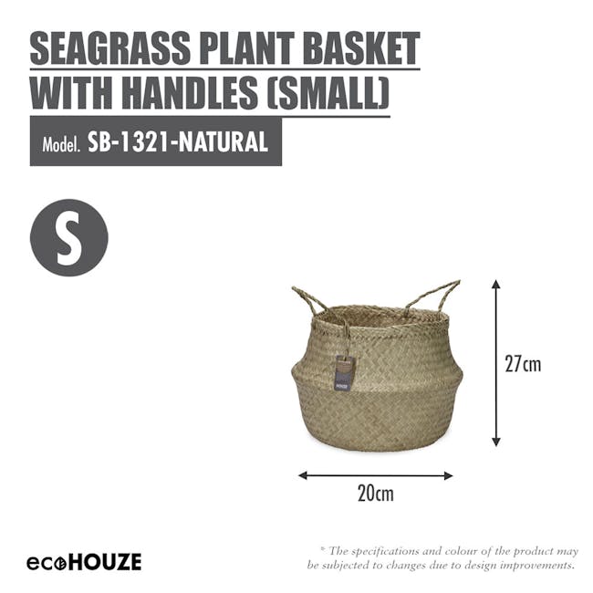 ecoHOUZE Seagrass Plant Basket With Handles - Natural (2 Sizes) - 3
