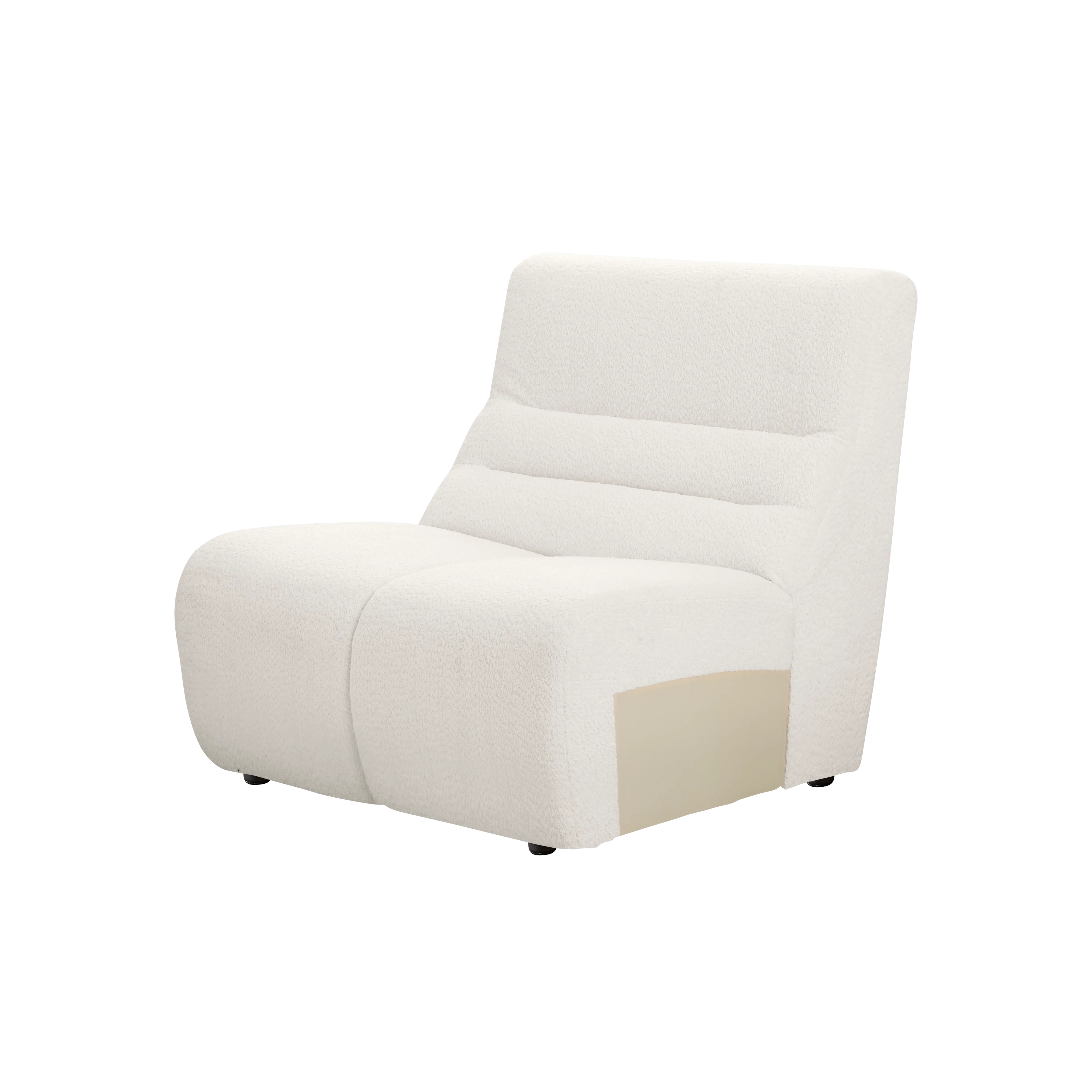 Tara 4 Seater Corner Extended Sofa - Beige - 17 - White plush armchair, minimalist design, soft fabric upholstery, modern