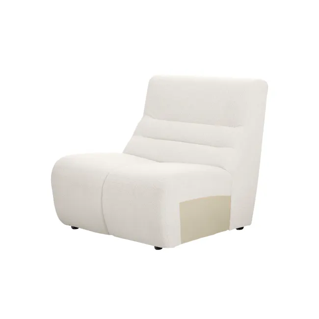 Tara 4 Seater Corner Extended Sofa - Beige - 17 - White plush armchair, minimalist design, soft fabric upholstery, modern