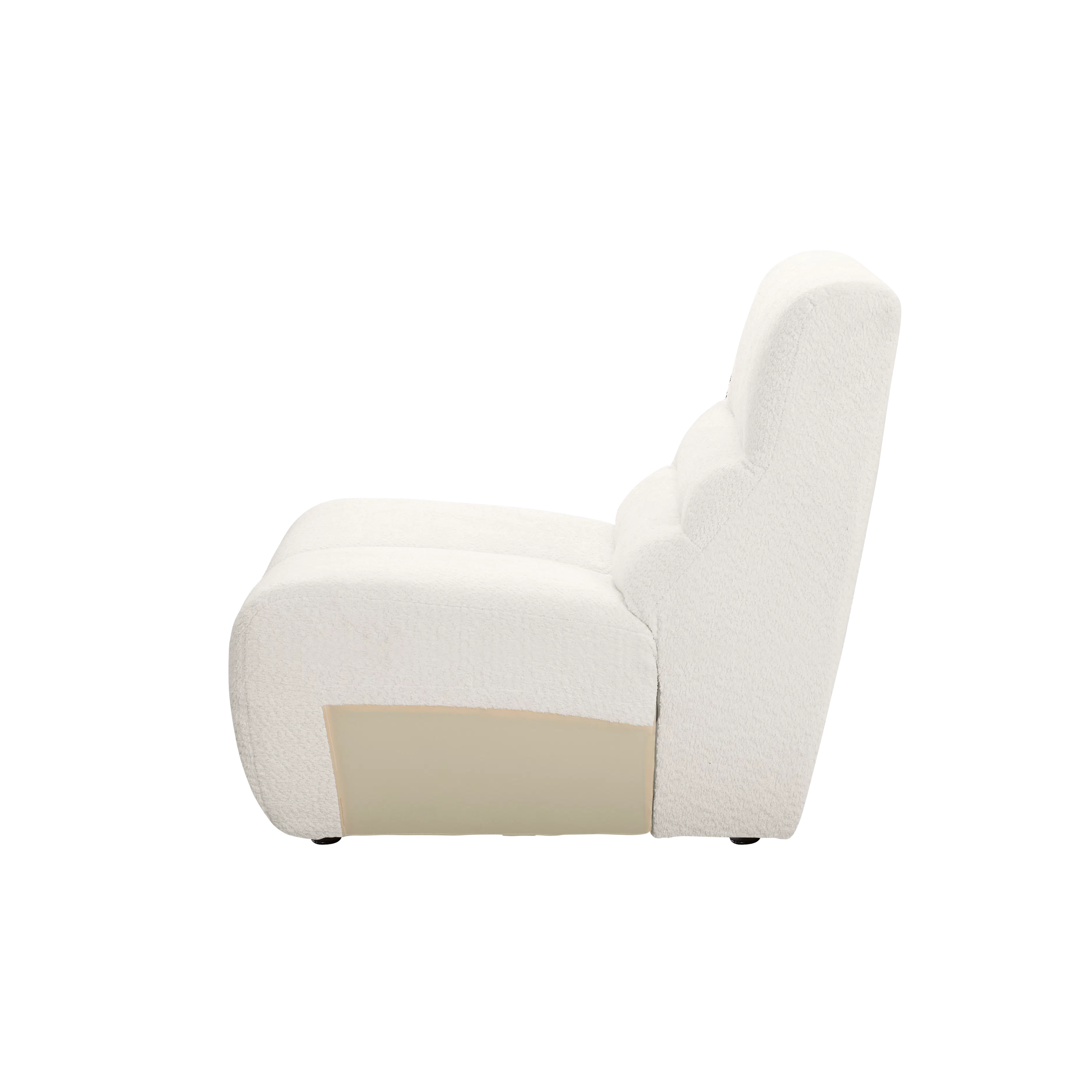 Tara 4 Seater Corner Extended Sofa - Beige - 19 - White plush armchair, minimalist design, soft texture, modern decor, cozy