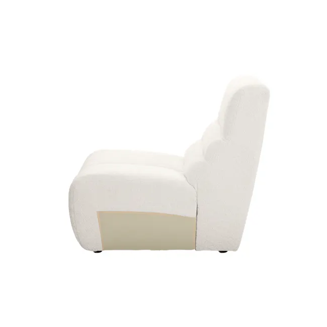 Tara 4 Seater Sofa - Beige - 15 - White plush armchair, minimalist design, soft texture, modern decor, cozy seating, elegant