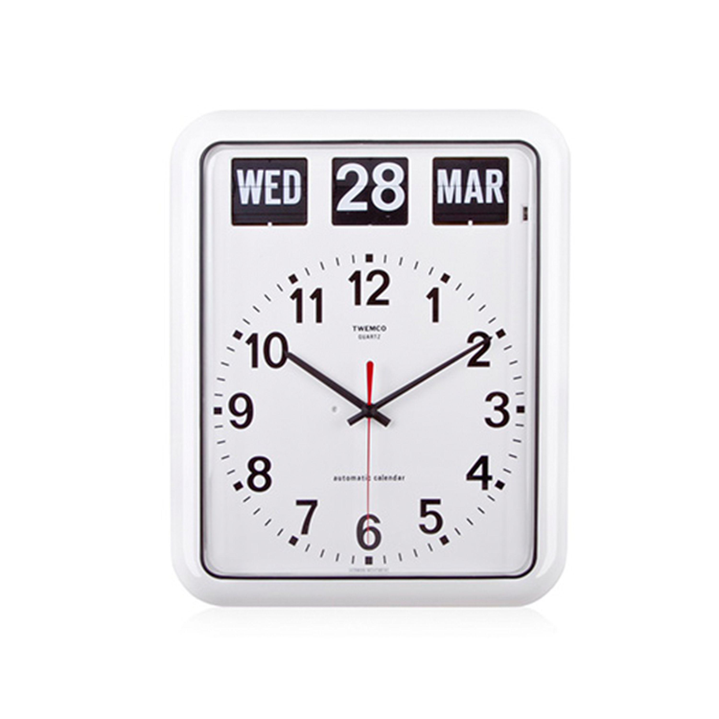 (As-is) TWEMCO Analog Calendar Flip Wall Clock - White