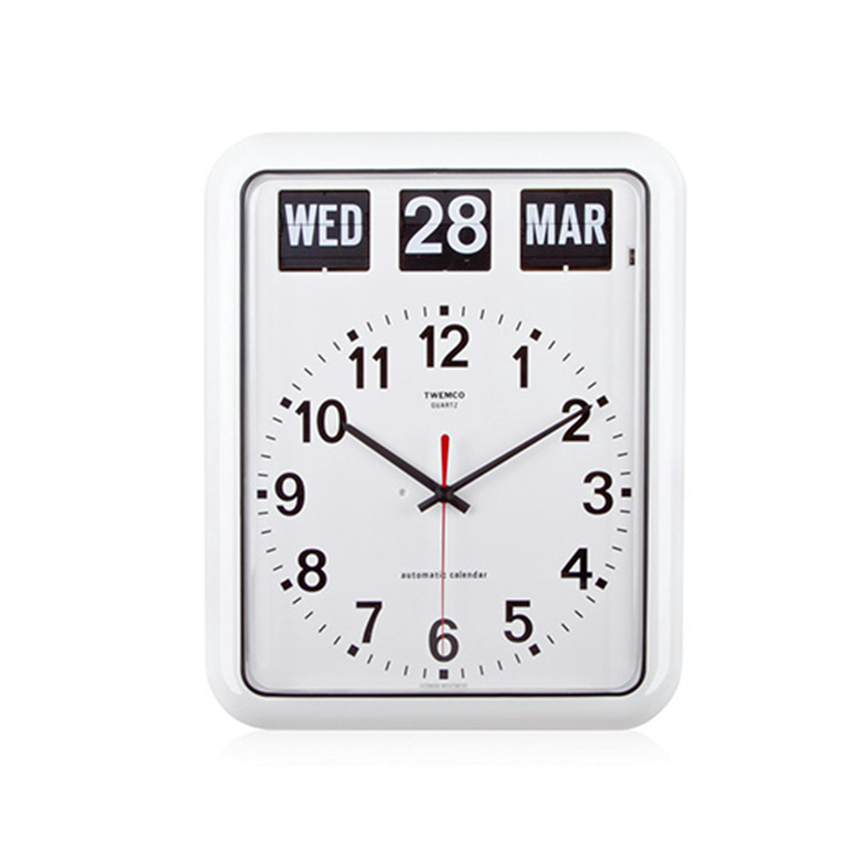 TWEMCO Analog Calendar Flip Wall Clock White, TWEMCO HipVan