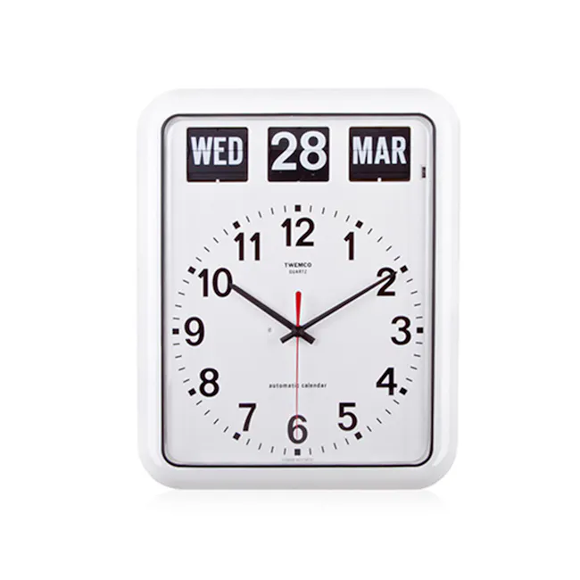 TWEMCO Analog Calendar Flip Wall Clock - White - 1