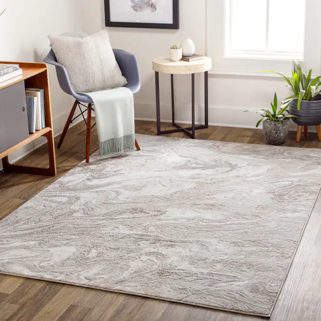 Cosmo Low Pile Rug - Sand (3 Sizes) - 2 - Modern living room, cozy corner, minimalist decor, soft natural light, wooden