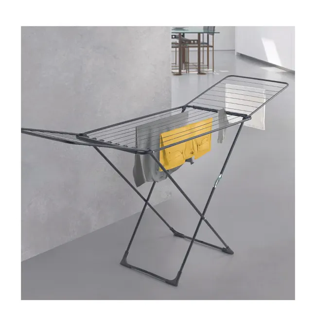 Metaltex Fuji Onyx Wing Laundry Drier - Black - 2 - modern laundry basket, minimalist laundry stand, industrial-style