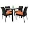 Monde 4 Chair Outdoor Dining Set - Orange Cushion