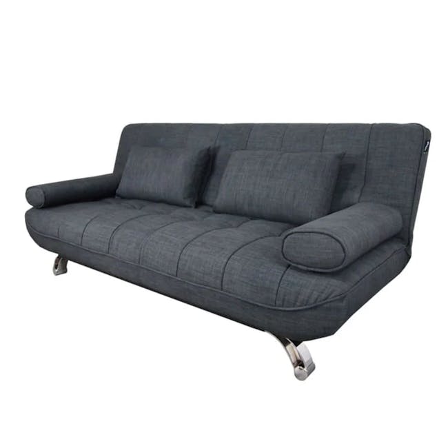 Clifford 3 Seater Sofa Bed - Grey - 4 - Grey upholstered sectional sofa with textured fabric, sleek design, comfortable