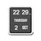 TWEMCO Big Calendar Flip Wall Clock - White Case Black Dial