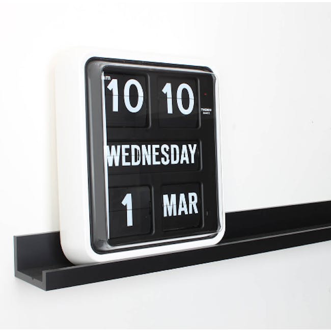 TWEMCO Big Calendar Flip Wall Clock - White Case Black Dial - 1