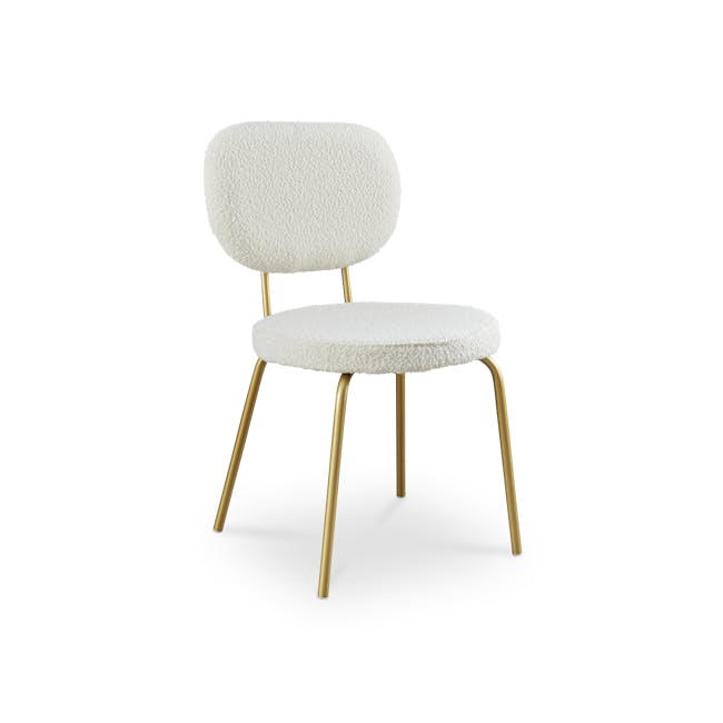 Casper Dining Chair - Gold, White Boucle - 1