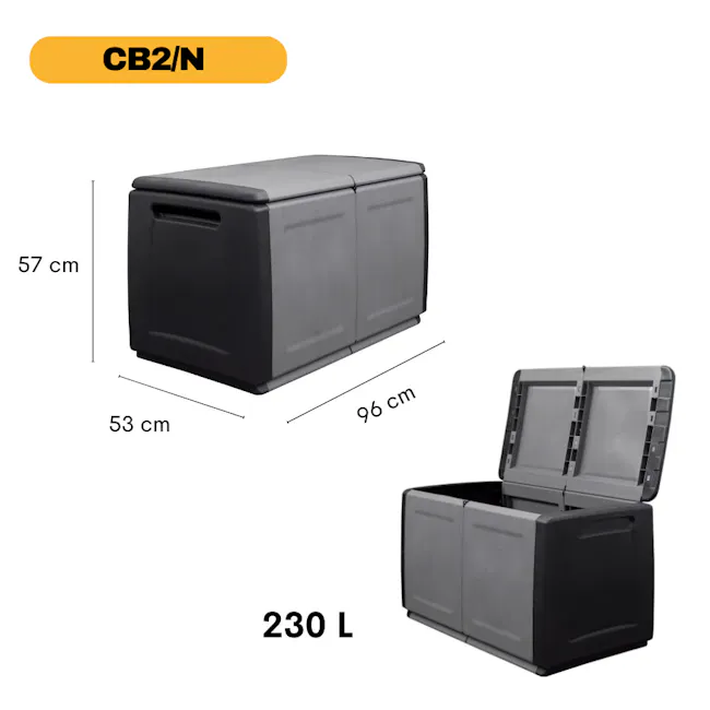 Linea Cube Outdoor Storage Chest - Grey Black (2 Sizes) - 6