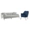 Brielle 3 Seater Sofa in Silver Ash with Lucian Lounge Chair in Peacock