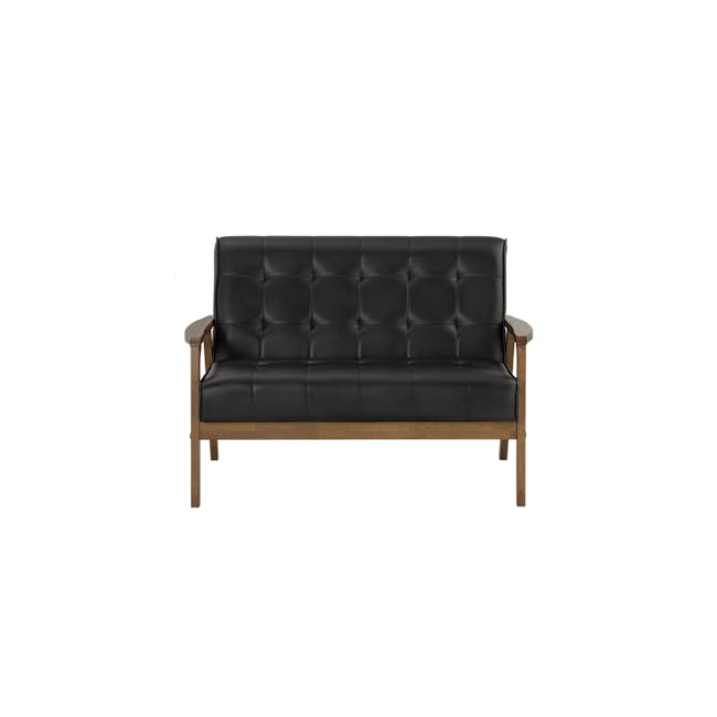 Tucson 2 Seater Sofa - Cocoa, Espresso (Faux Leather) - 1 - Black leather upholstered sofa, minimalist design, wooden frame