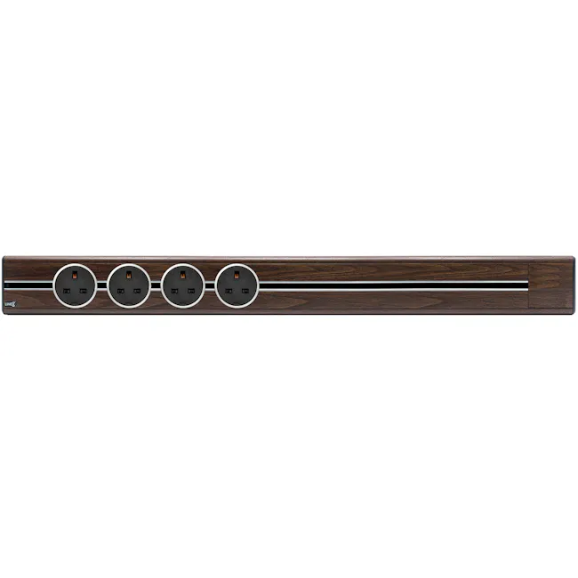 Line8 Power Track 800mm + 4 Adaptors Bundle - Brazillian Rosewood - 1 - Wooden panel, modern design, dual outlets, sleek
