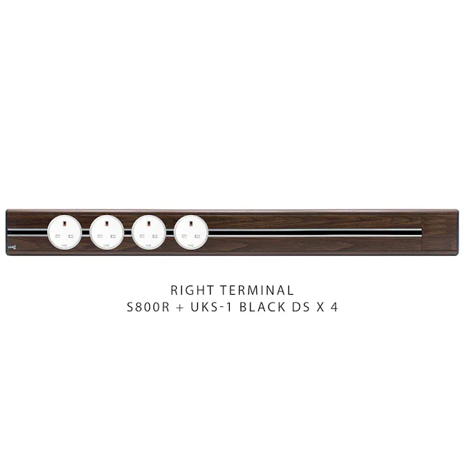 Line8 Power Track 800mm + 4 Adaptors Bundle - Brazillian Rosewood - 4 - Sleek and modern right terminal panel, Black wood