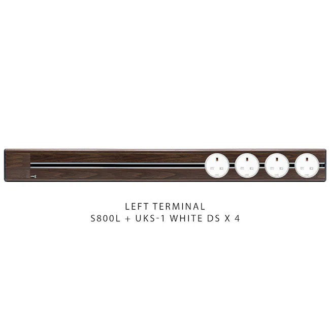 Line8 Power Track 800mm + 4 Adaptors Bundle - Brazillian Rosewood - 5 - Sleek wooden panel with integrated left terminal