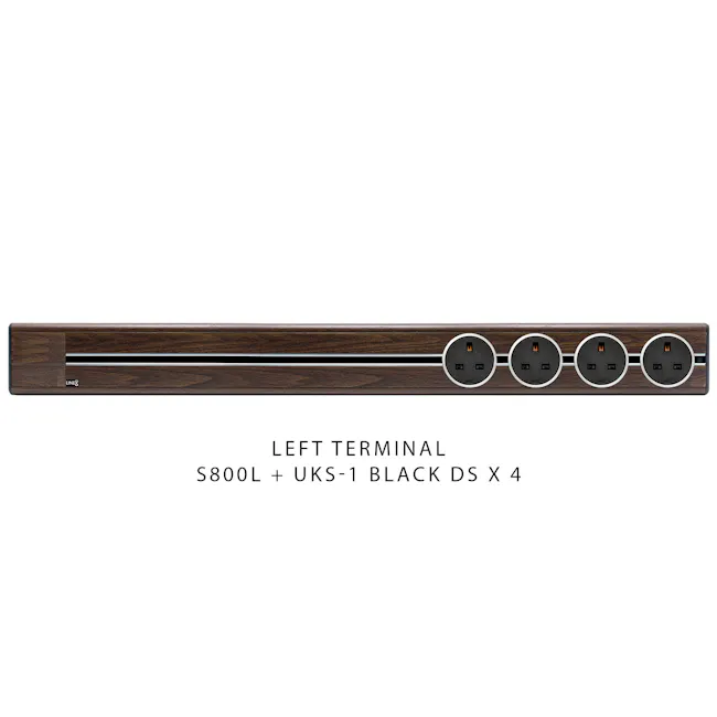Line8 Power Track 800mm + 4 Adaptors Bundle - Brazillian Rosewood - 3 - Wooden sleek panel, left terminal design, UK-style