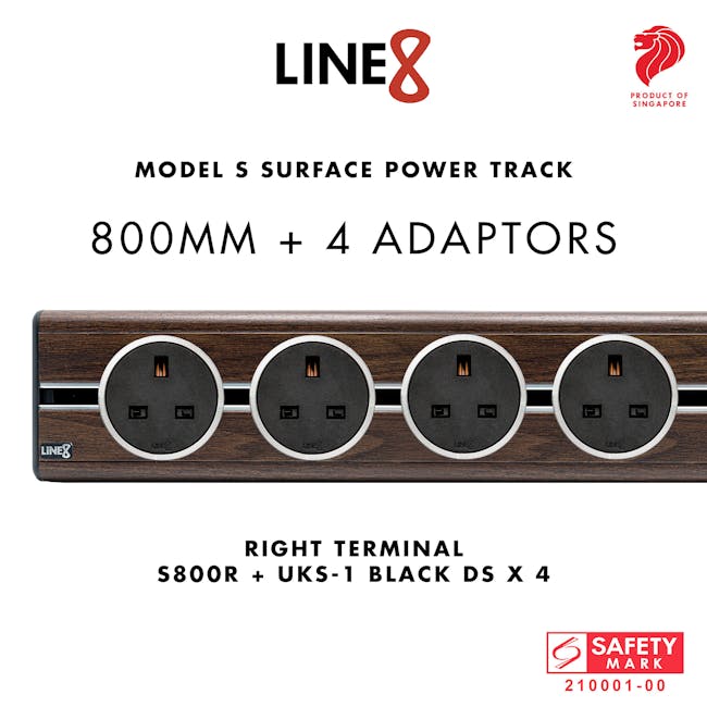 Line8 Power Track 800mm + 4 Adaptors Bundle - Brazillian Rosewood - 5