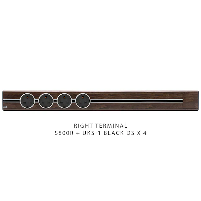Line8 Power Track 800mm + 4 Adaptors Bundle - Brazillian Rosewood - 2 - Sleek and modern right terminal panel, Black wood