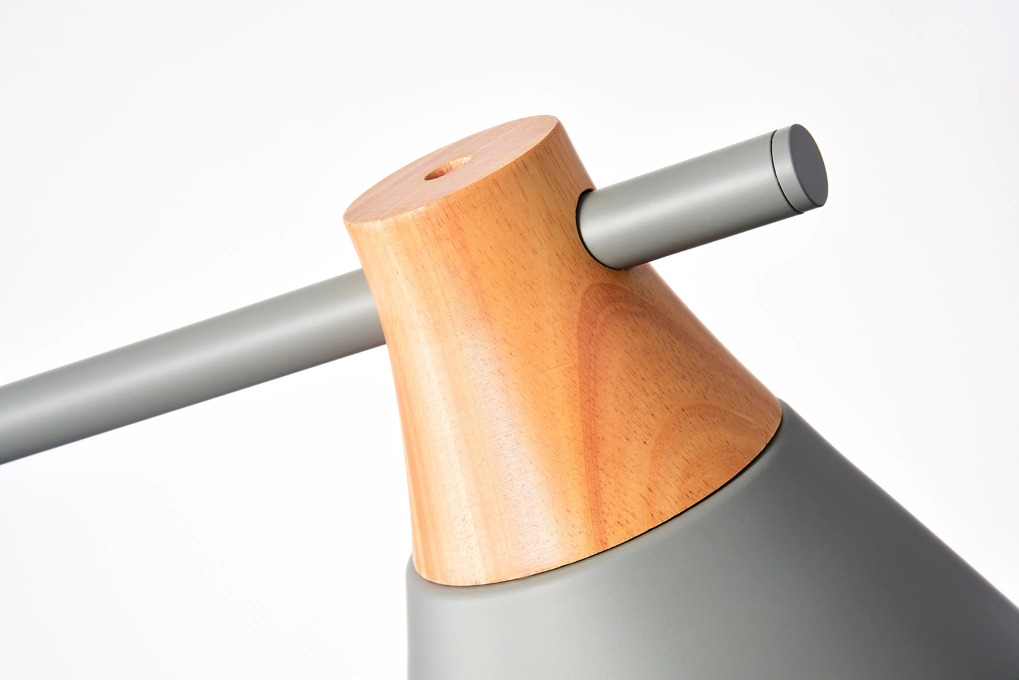 Thora Bar Pendant Lamp  - Grey - 9 - Wooden cylindrical object with smooth surface, gray cylindrical tube attached to it