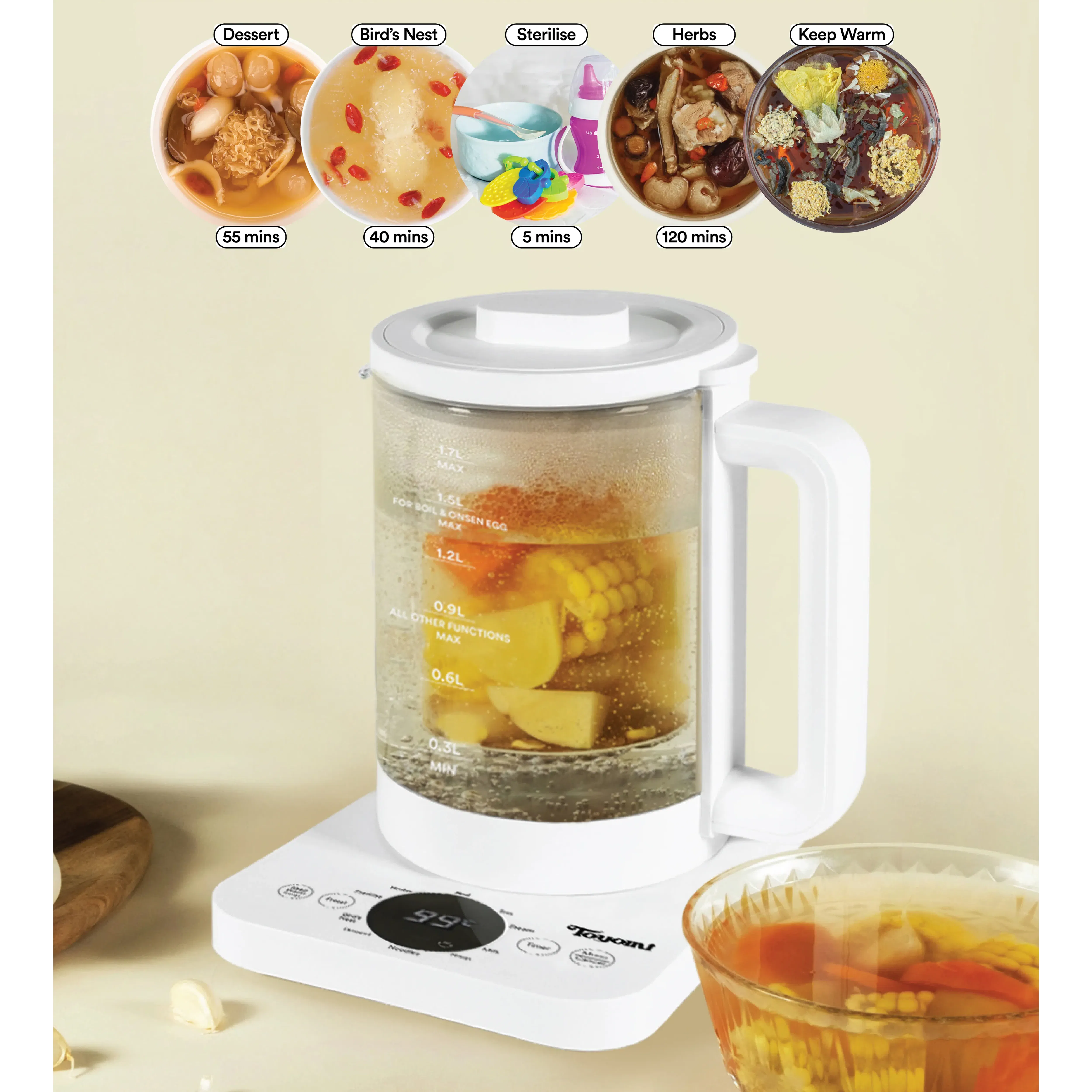 TOYOMI 1.7L ClearBrew Borosilicate Glass Kettle (WK 1717) - 12