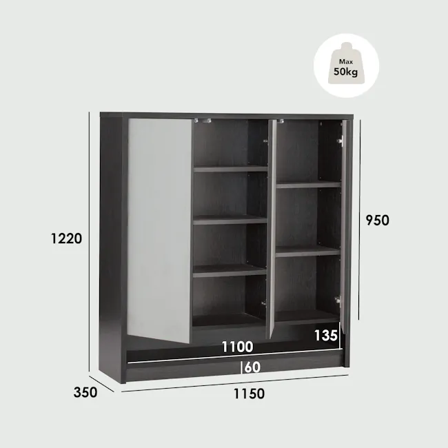 Harvey 3 Door Shoe Cabinet - Grey - 8