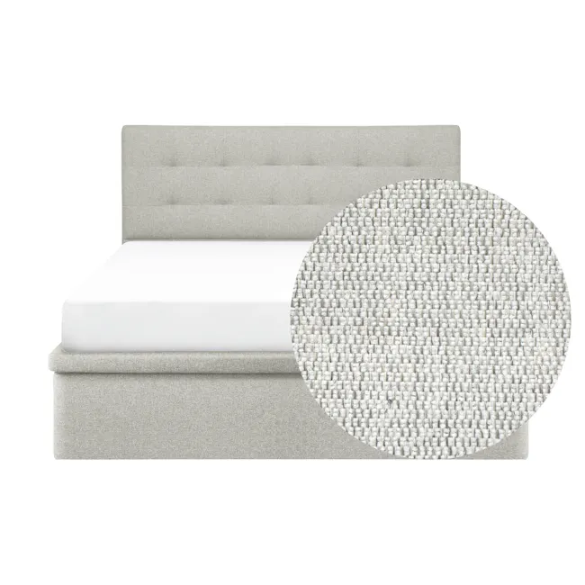 ESSENTIALS Queen Headboard Storage Bed - Dew (Eco Clean Fabric) - 5 - Modern minimalist bed with tufted headboard and white