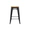 Bartel Counter Stool with Wooden Seat - Black - 1