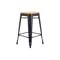Bartel Counter Stool with Wooden Seat - Black - 0