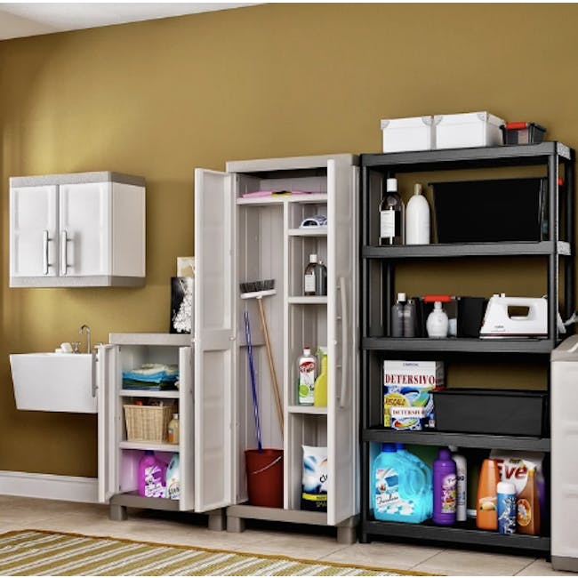 Excellence Multipurpose Cabinet - 4 - Storage unit, open shelves, cleaning supplies, laundry basket, dish soap, paper