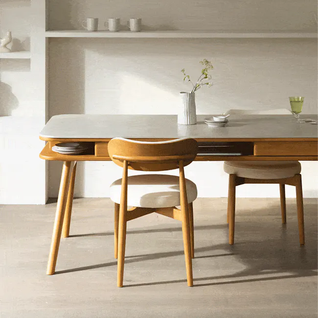 Lornell Storage Dining Table 1.6m - Oak, Sintered Stone - 5