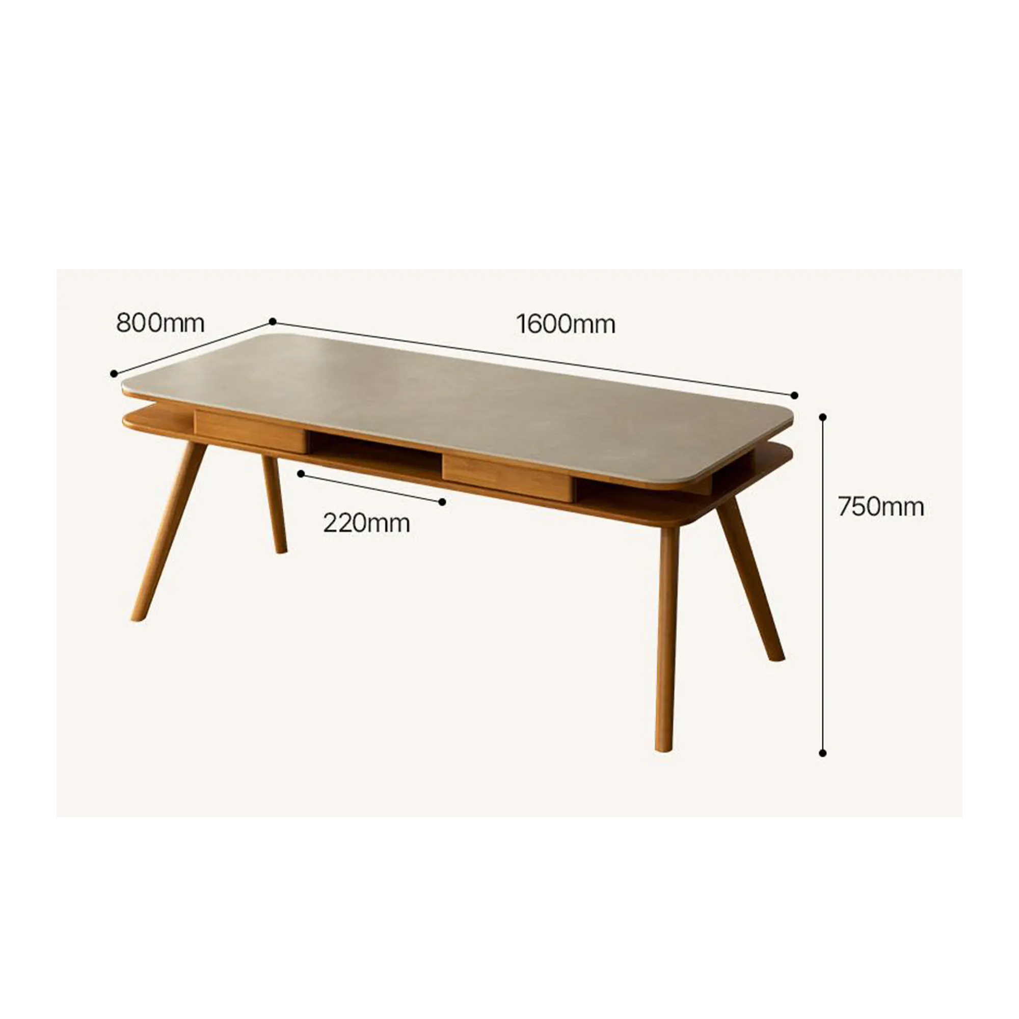 Lornell Storage Dining Table 1.6m - Oak, Sintered Stone - 12