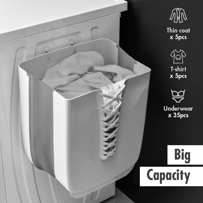 HOUZE Foldable Hanging Laundry Basket - White - 4
