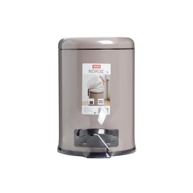Tatay Nordic Stainless Steel Dustbin 3L - Taupe - 7 - 3-liter TATAY Nordic, soft-close lid, 100% inox, dishwasher safe, 3L