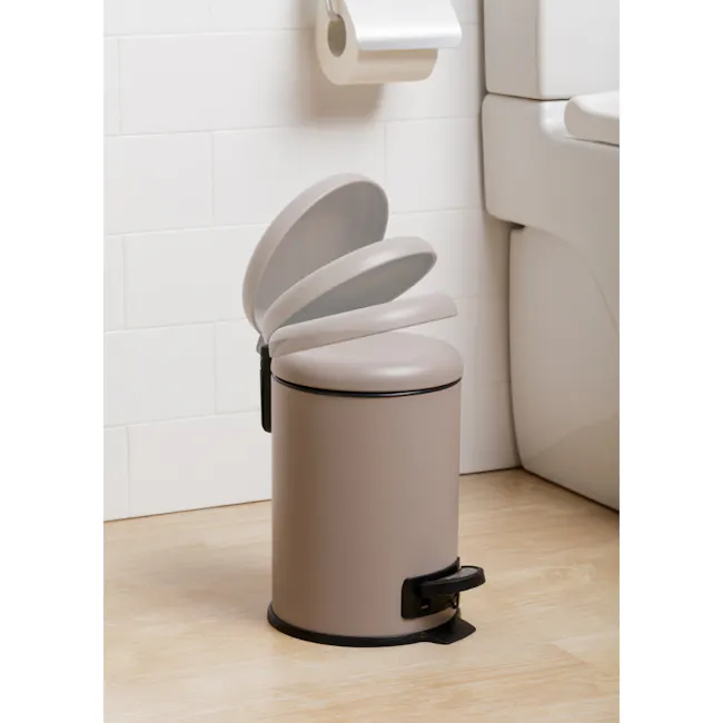 Tatay Nordic Stainless Steel Dustbin 3L - Taupe - 4 - Bathroom toilet, modern toilet, beige toilet, toilet paper holder
