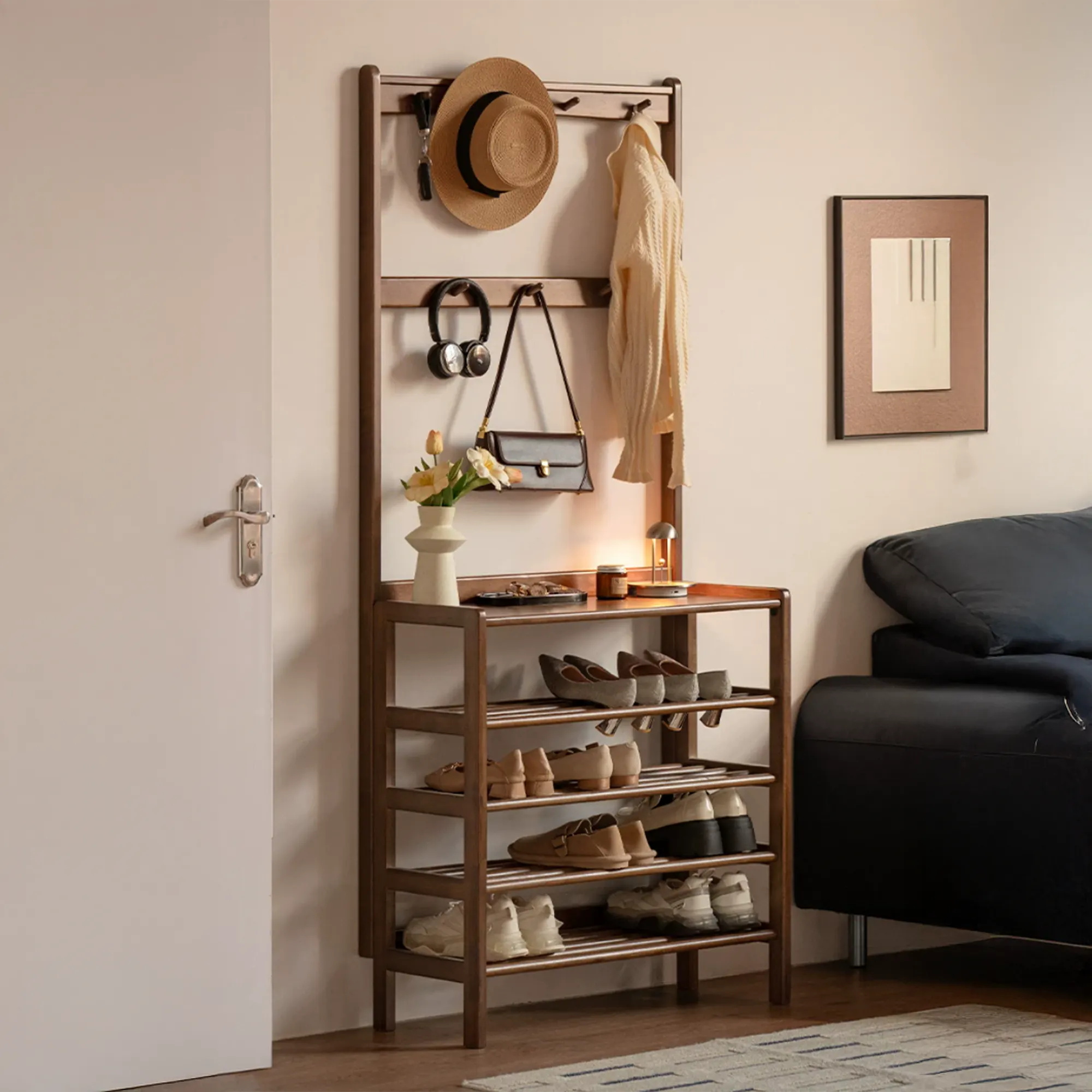 Carelle Storage Shoe Rack - Oak - 9