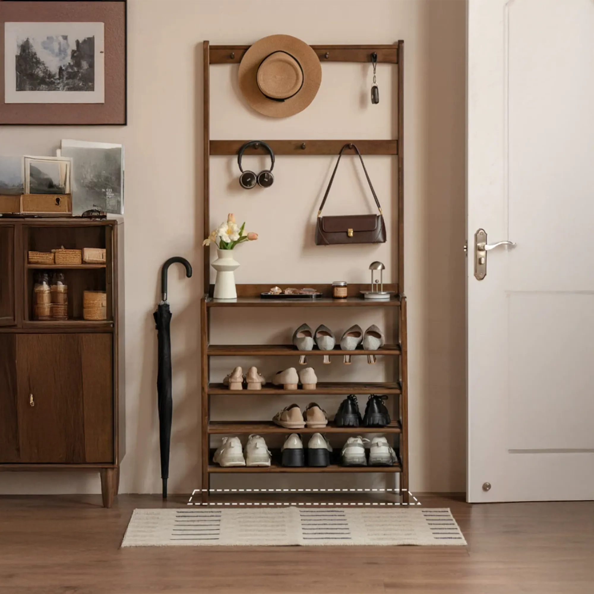 Carelle Storage Shoe Rack - Oak - 7