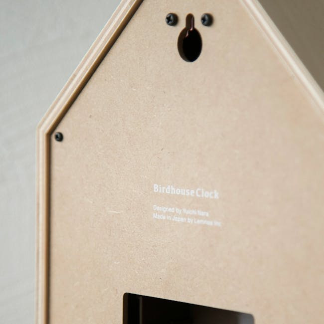 Birdhouse Clock - Natural - 5 - Beehive Clock, Birdhouse Design, Wooden panel, Minimalist style, Handcrafted, Natural wood