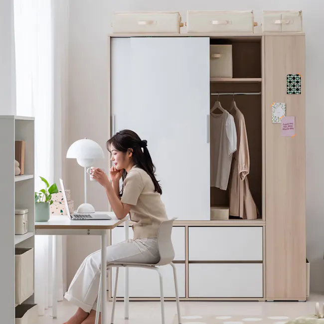 Daphne Sliding Wardrobe 1.2m - Oak White - 4