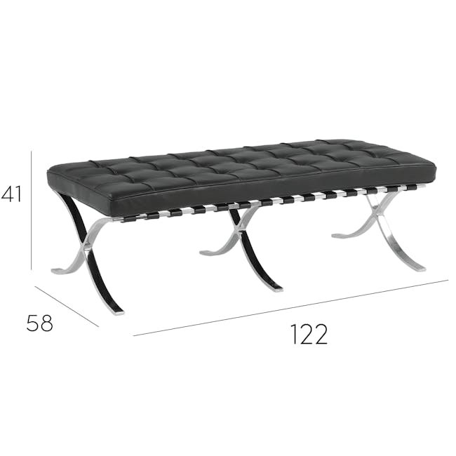 Benton 2 Seater Sofa with Benton 2 Seater Ottoman - Black - 20 - Black tufted bench, 41 inches long, 58 inches wide, 122