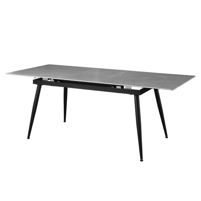 Syla Extendable Dining Table 1.6m-2m in Concrete Grey (Sintered Stone) with Jorge Bench 1.5m and 2 Santiago Dining Chair in Beige (Faux Leather) - 3